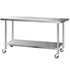 Commercial Stainless Steel Kitchen Bench Table Home Food Prep On Wheels - 1829 x 762mm